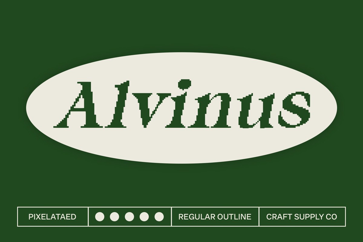 Ejemplo de fuente Alvinus Pixel Regular
