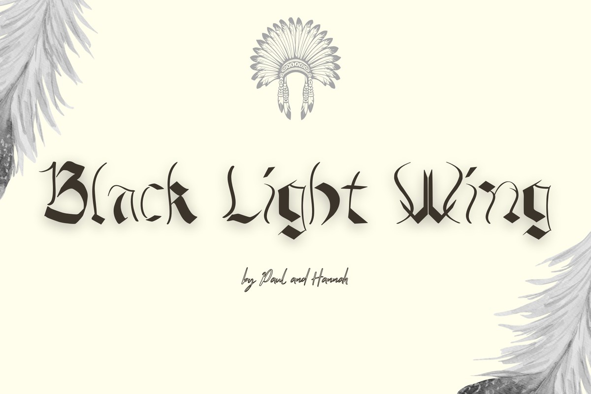 Ejemplo de fuente Black Light Wing Regular