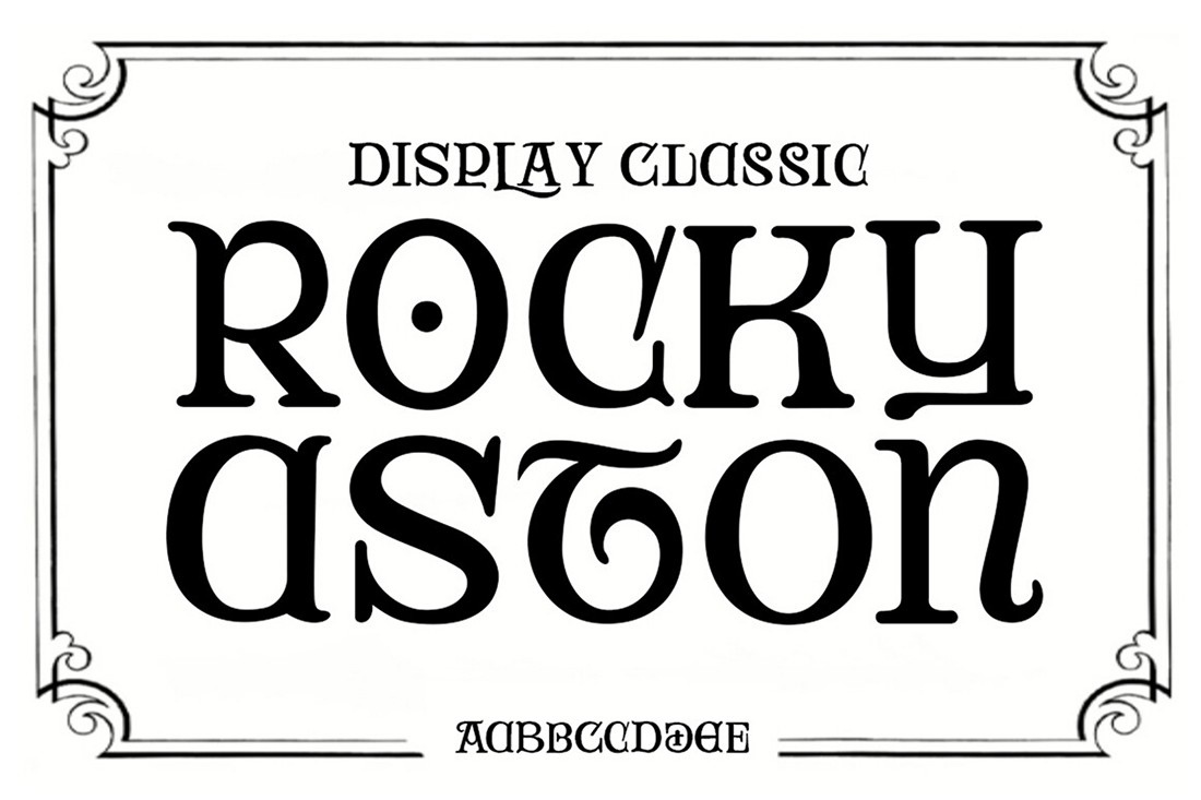 Ejemplo de fuente Rocky Aston Regular