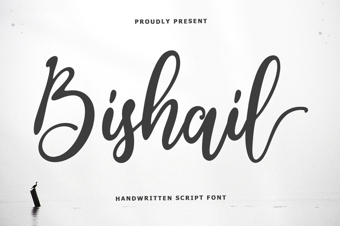 Ejemplo de fuente Bishail Script Regular