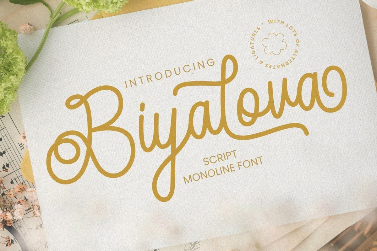 Ejemplo de fuente Biyalova Regular